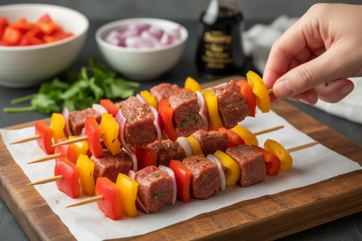Quick Beef Kabobs preparation step 1