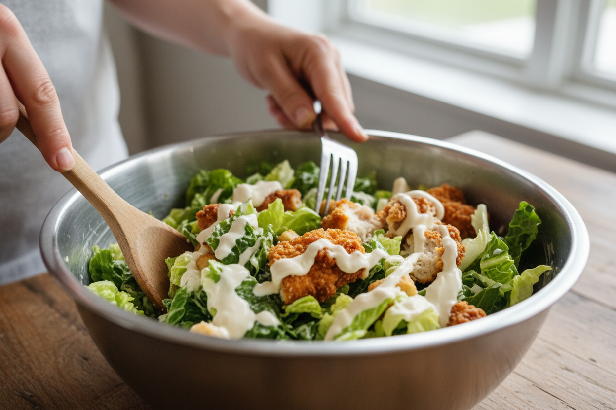 Quick Chicken Caesar Wrap preparation step 1