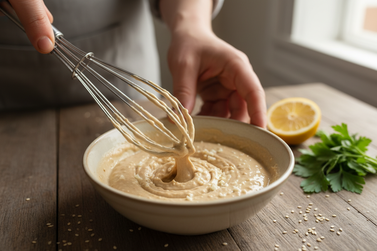 Roasted Cauliflower Tahini Sauce: Crispy & Creamy Recipe 3 Roasted Cauliflower with Creamy Tahini Sauce preparation step 2