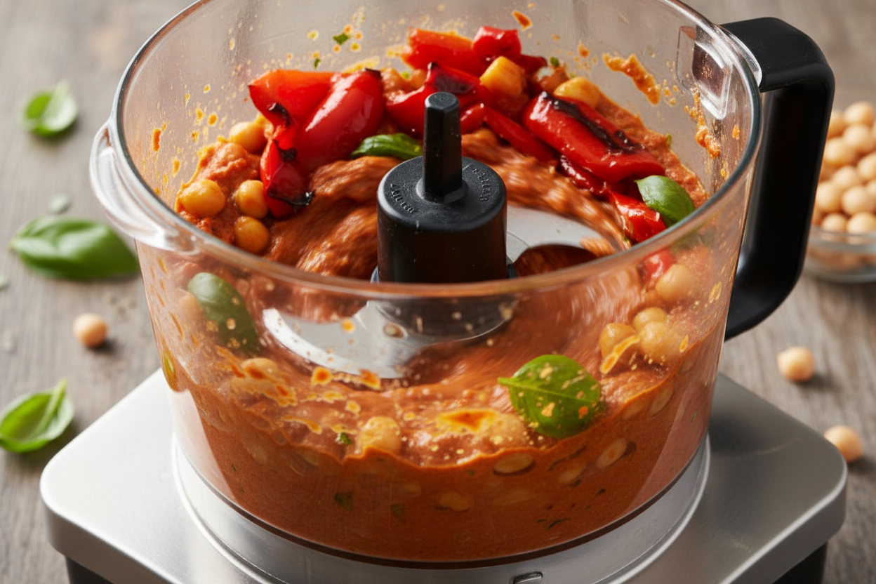 Easy Roasted Red Pepper Hummus Recipe 2 Roasted Red Pepper Hummus Recipe preparation step 1