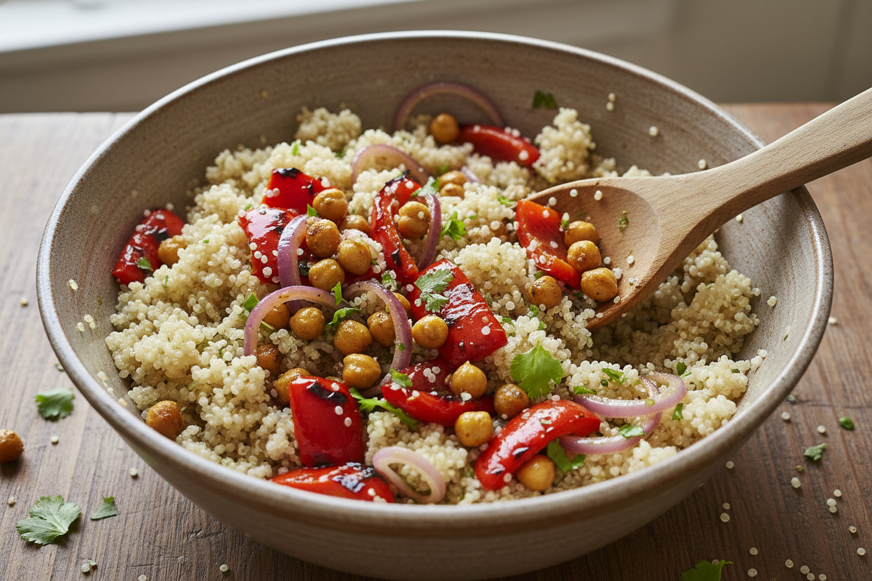Roasted Red Pepper Quinoa Salad: Healthy Vegan Meal Prep preparation step 2