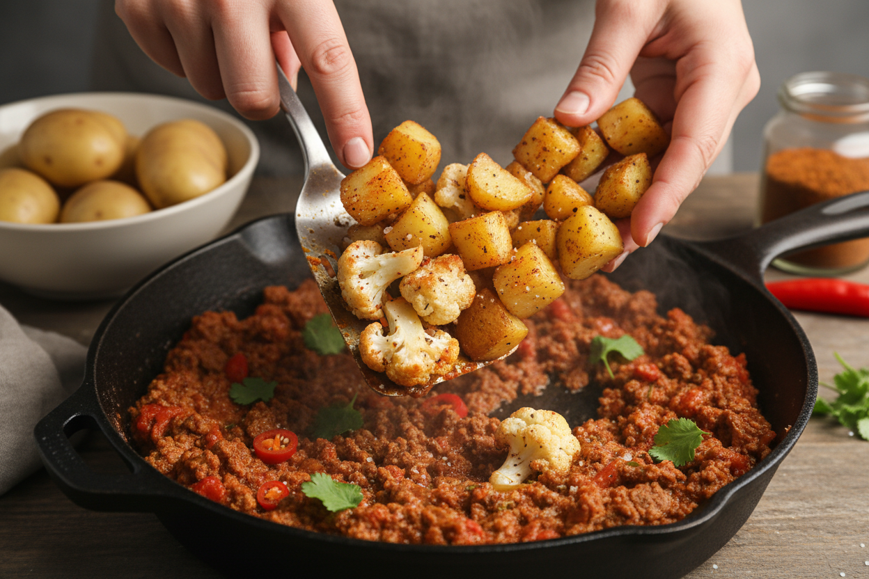 Simple Aloo Gobi Indian Cauliflower and Potatoes preparation step 1