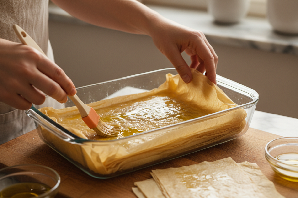 Spanakopita Greek-Style Spinach Feta Phyllo Pie preparation step 1