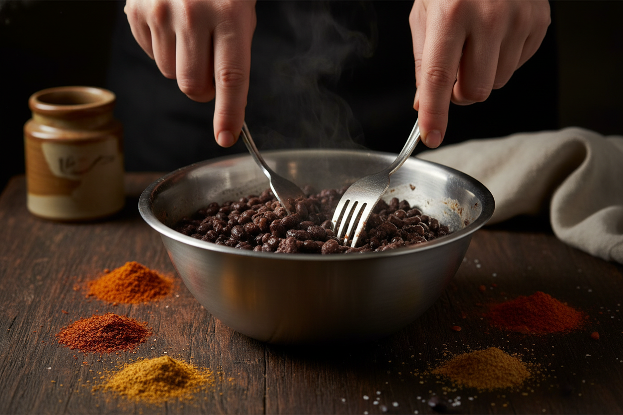 Spicy Black Bean Burger preparation step 1
