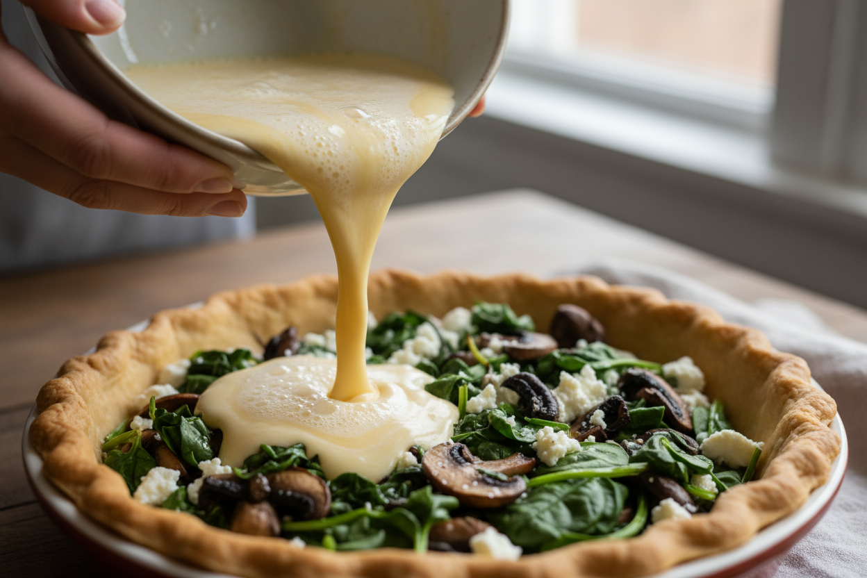 Spinach And Mushroom Quiche Recipe preparation step 2