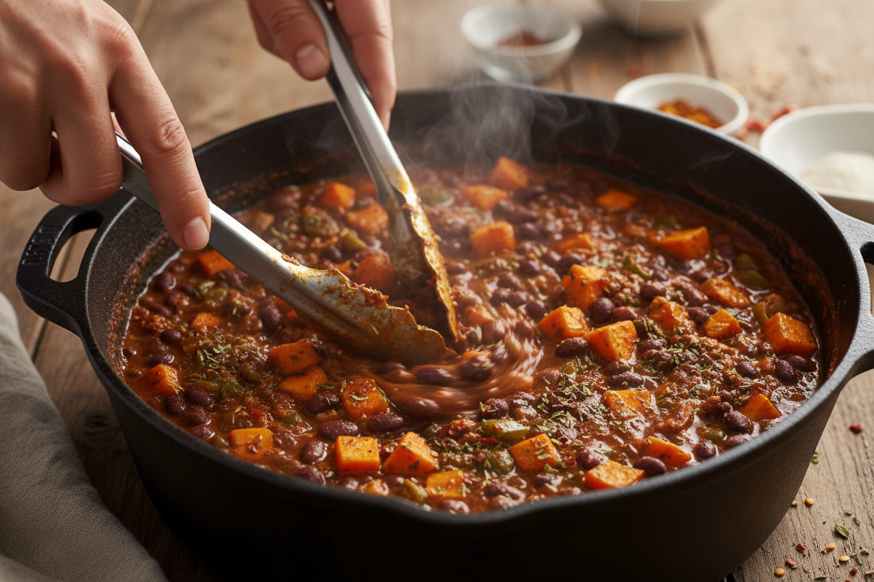 Sweet Potato & Black Bean Chili preparation step 1