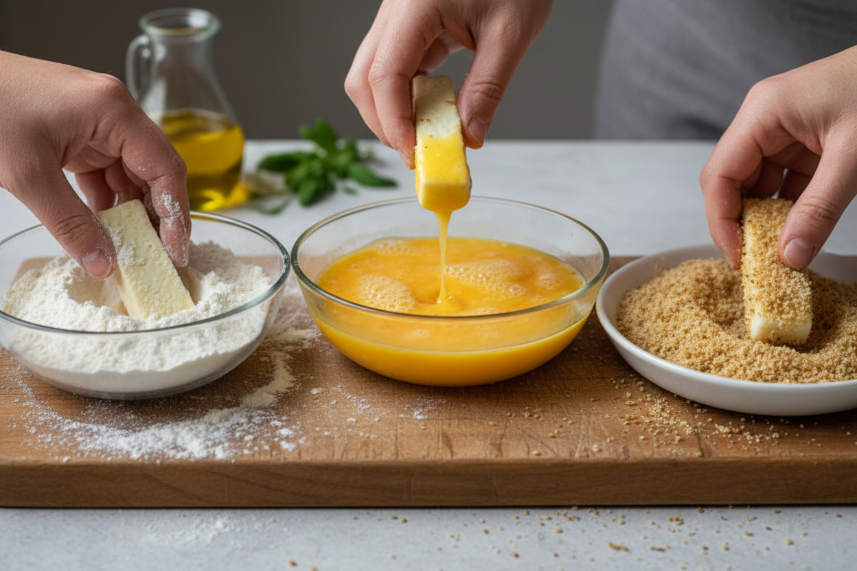 The Crispiest Halloumi Fries preparation step 1