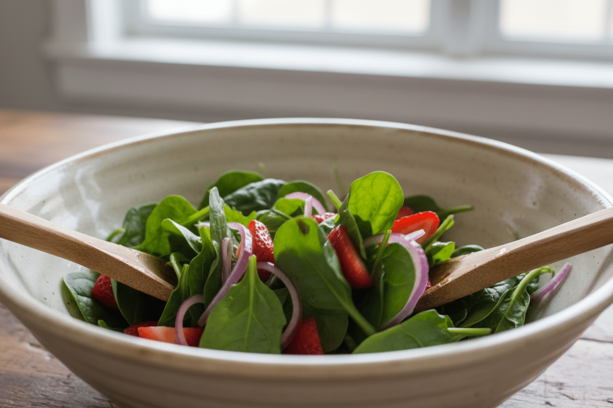Vibrant Strawberry Spinach Salad preparation step 1