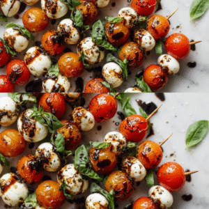 Easy Caprese Skewers Recipe with Balsamic Glaze