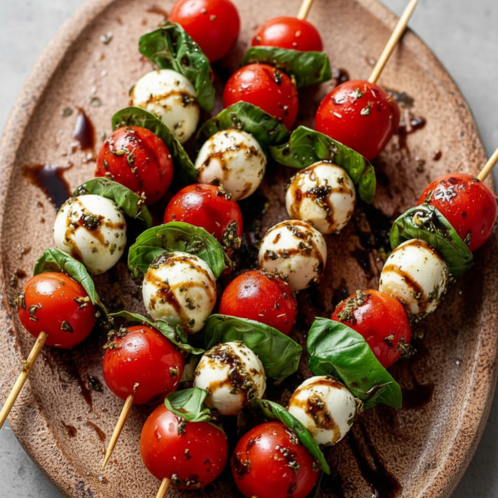 Easy Caprese Skewers with Balsamic Glaze (15-Minute Recipe)