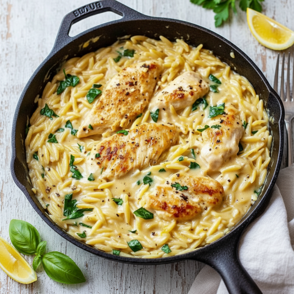 One-Pot Creamy Lemon Chicken Orzo (Easy 30-Minute Dinner)