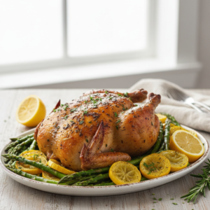 Crispy Lemon Herb Roasted Chicken Recipe