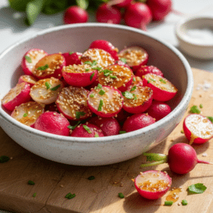 Crispy Roasted Radishes with Honey & Garlic