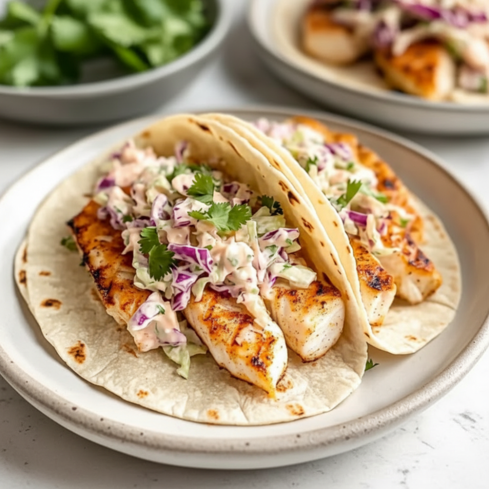 Best Grilled Fish Tacos with Creamy Cabbage Slaw