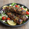Grilled Lamb Skewers with Fresh Greek Salad