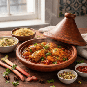Hairy Bikers Chicken Tagine with Rhubarb & Harissa 4 Hairy Bikers Chicken Tagine with Rhubarb & Harissa