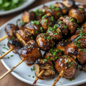 Easy Glazed Mushroom Skewers Recipe (BBQ)