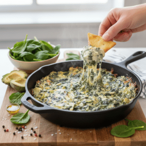 Creamy Avocado Spinach Artichoke Dip Recipe