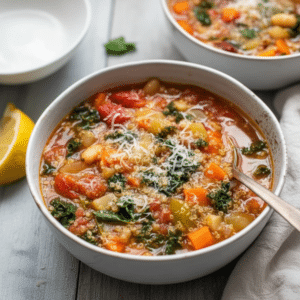 Traditional Winter Minestrone Soup with Quinoa & Kale