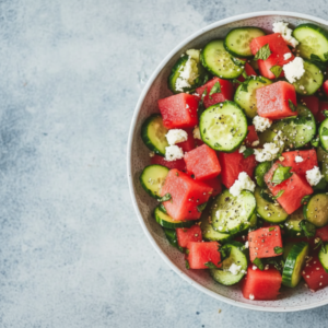 Refreshing Watermelon Cucumber Salad with Feta & Mint