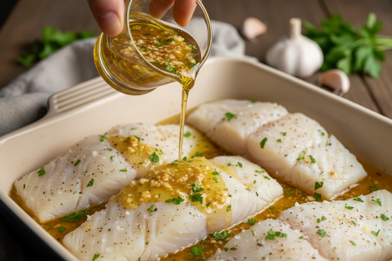 Baked Cod with Garlic and Lemon – Easy 30 Minute Recipe preparation step 1