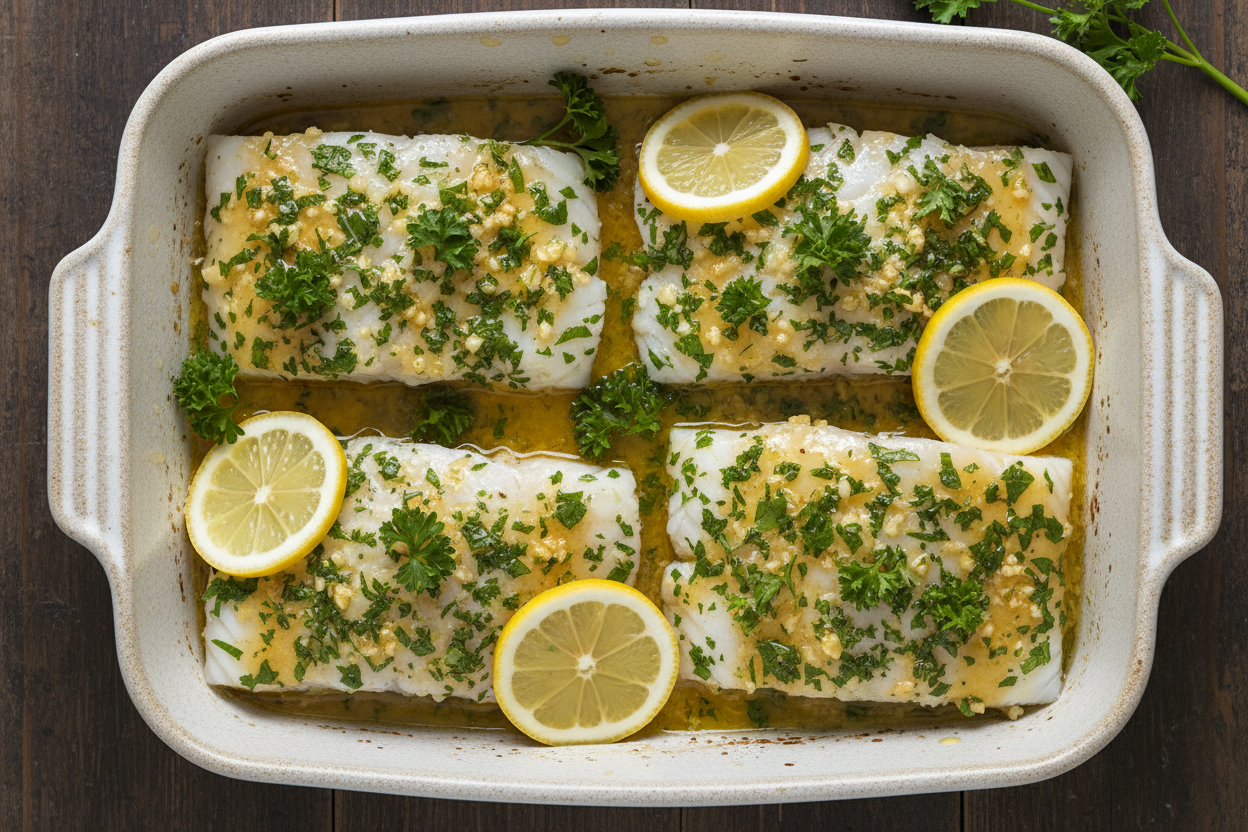 Baked Cod with Garlic and Lemon – Easy 30 Minute Recipe preparation step 2