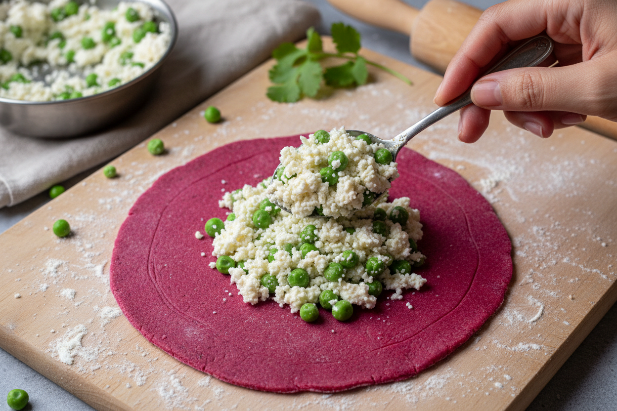 Beetroot Paneer Lifafa preparation step 2