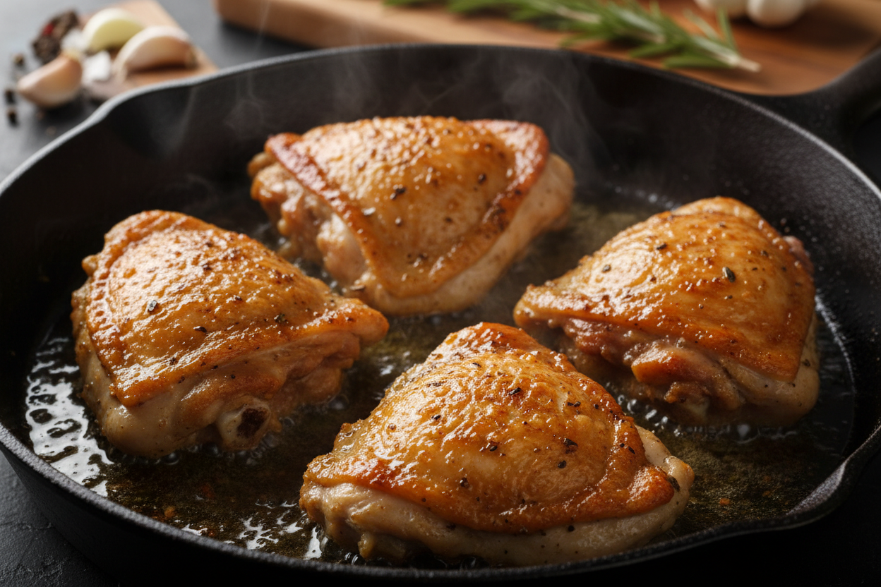 Creamy Garlic Chicken Thighs: A 45-Minute Skillet Dinner 2 Bobby Flay's Skillet Chicken Thighs in a Dreamy Creamy Garlic Sauce preparation step 1