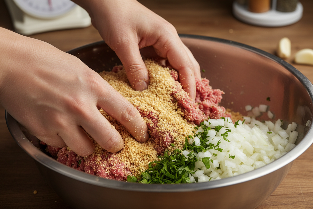 Cheese-Stuffed Meatloaf preparation step 1