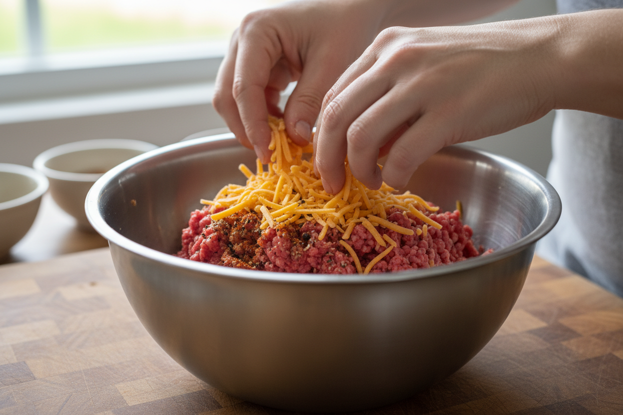 Keto Cheeseburger Meatloaf Recipe (Easy & Low Carb) 2 Cheeseburger Meatloaf (Keto/Low Carb) preparation step 1