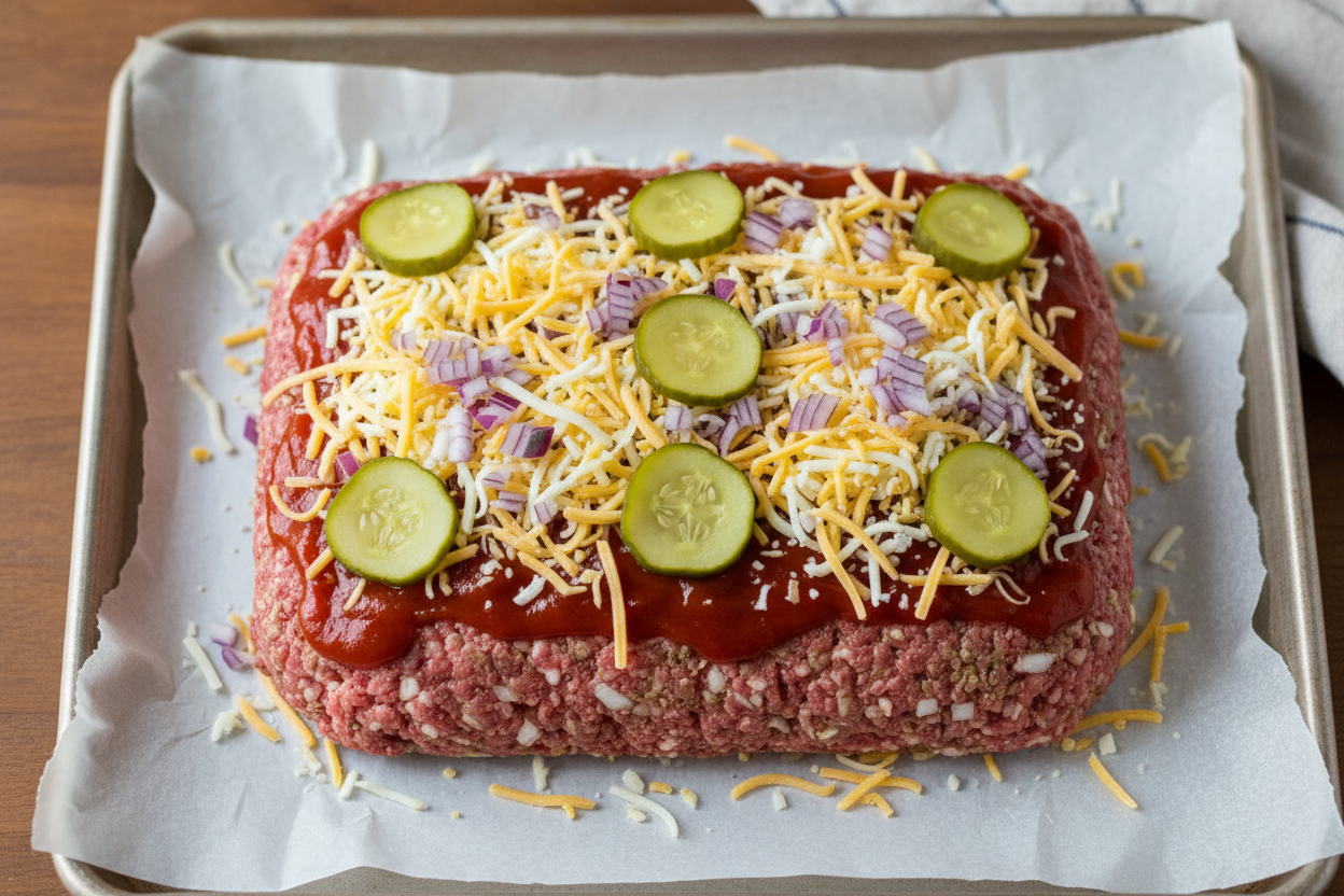 Keto Cheeseburger Meatloaf Recipe (Easy & Low Carb) 3 Cheeseburger Meatloaf (Keto/Low Carb) preparation step 2