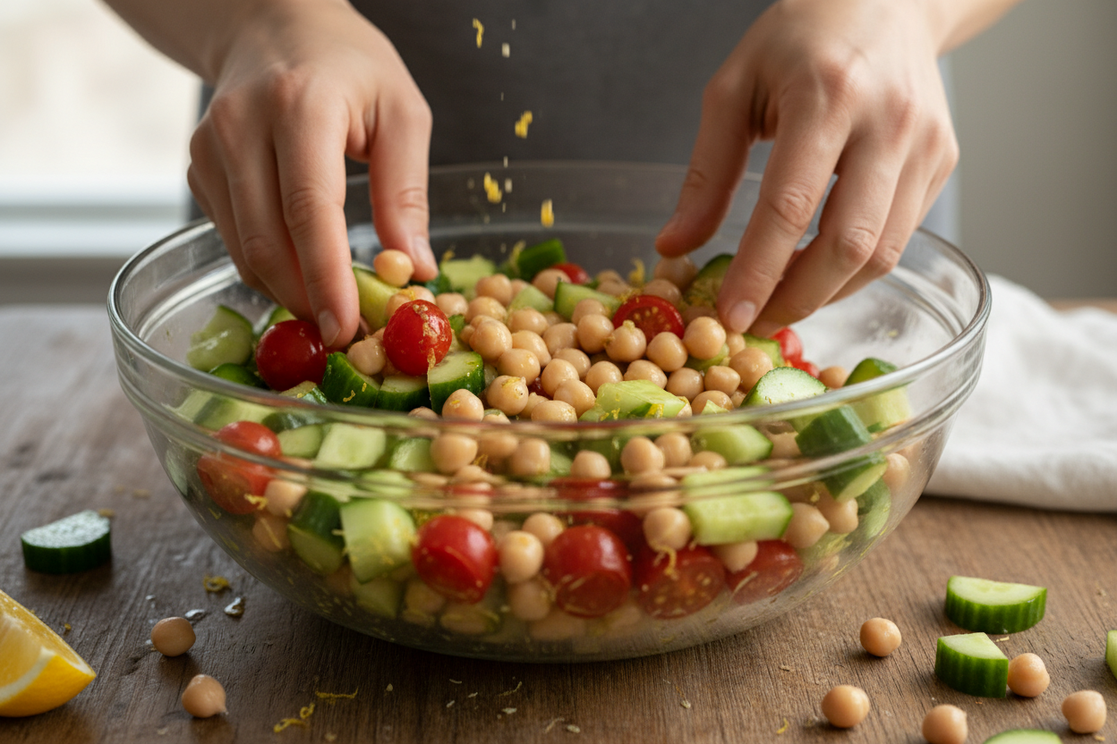 Chickpea Cucumber Salad for Quick Dinners preparation step 1
