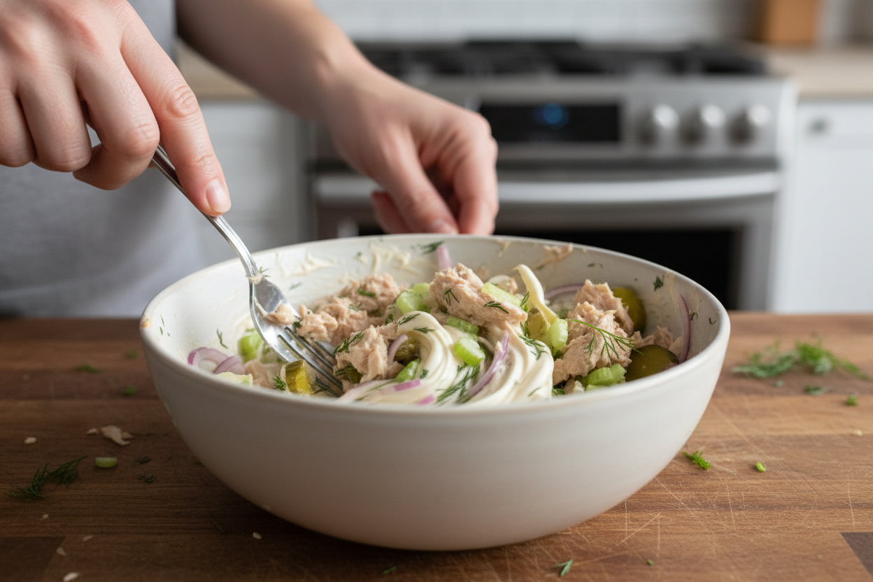 Classic Tuna Melt Sandwich preparation step 1