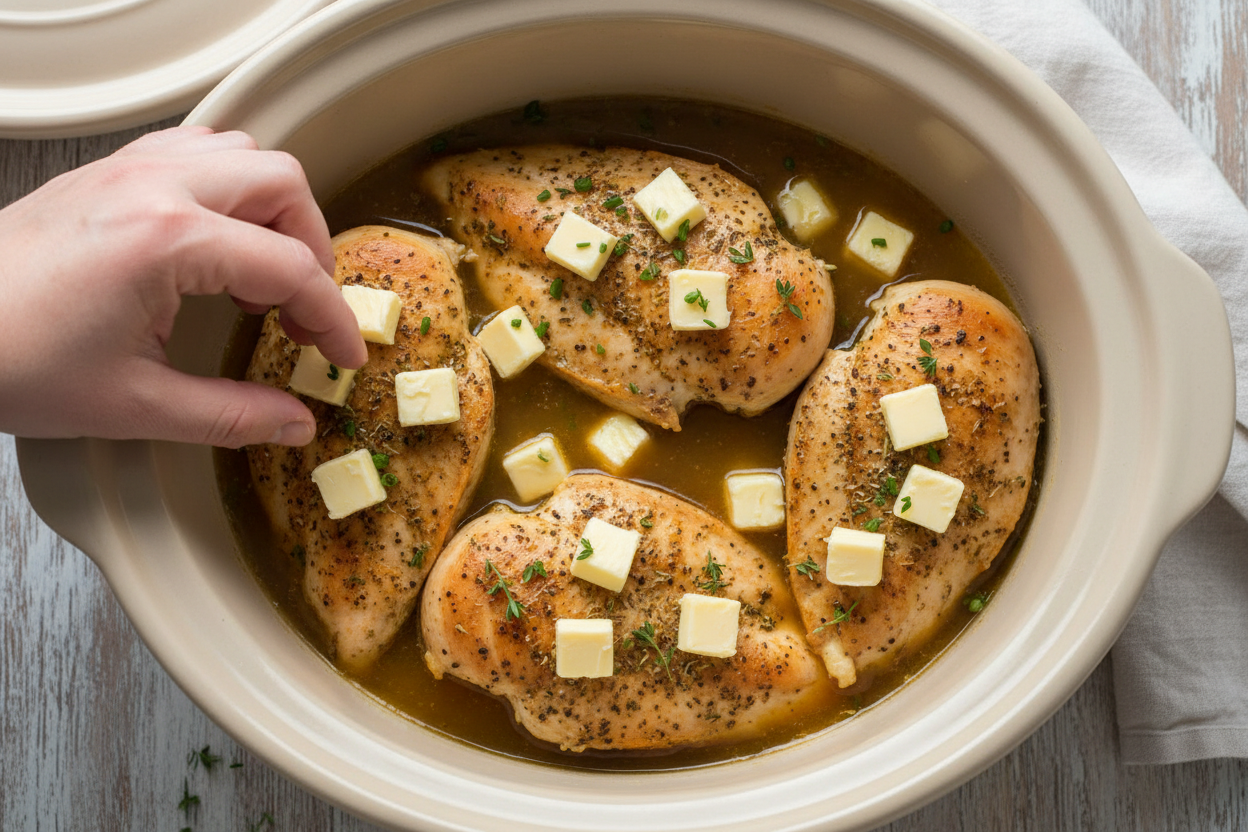 Creamy Crockpot Cajun Butter Chicken preparation step 1