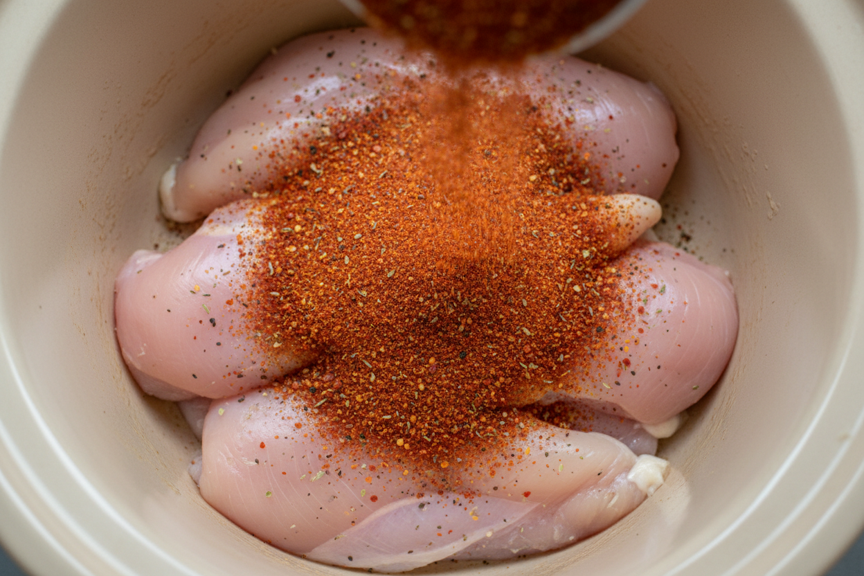 Creamy Crockpot Cajun Butter Chicken preparation step 1