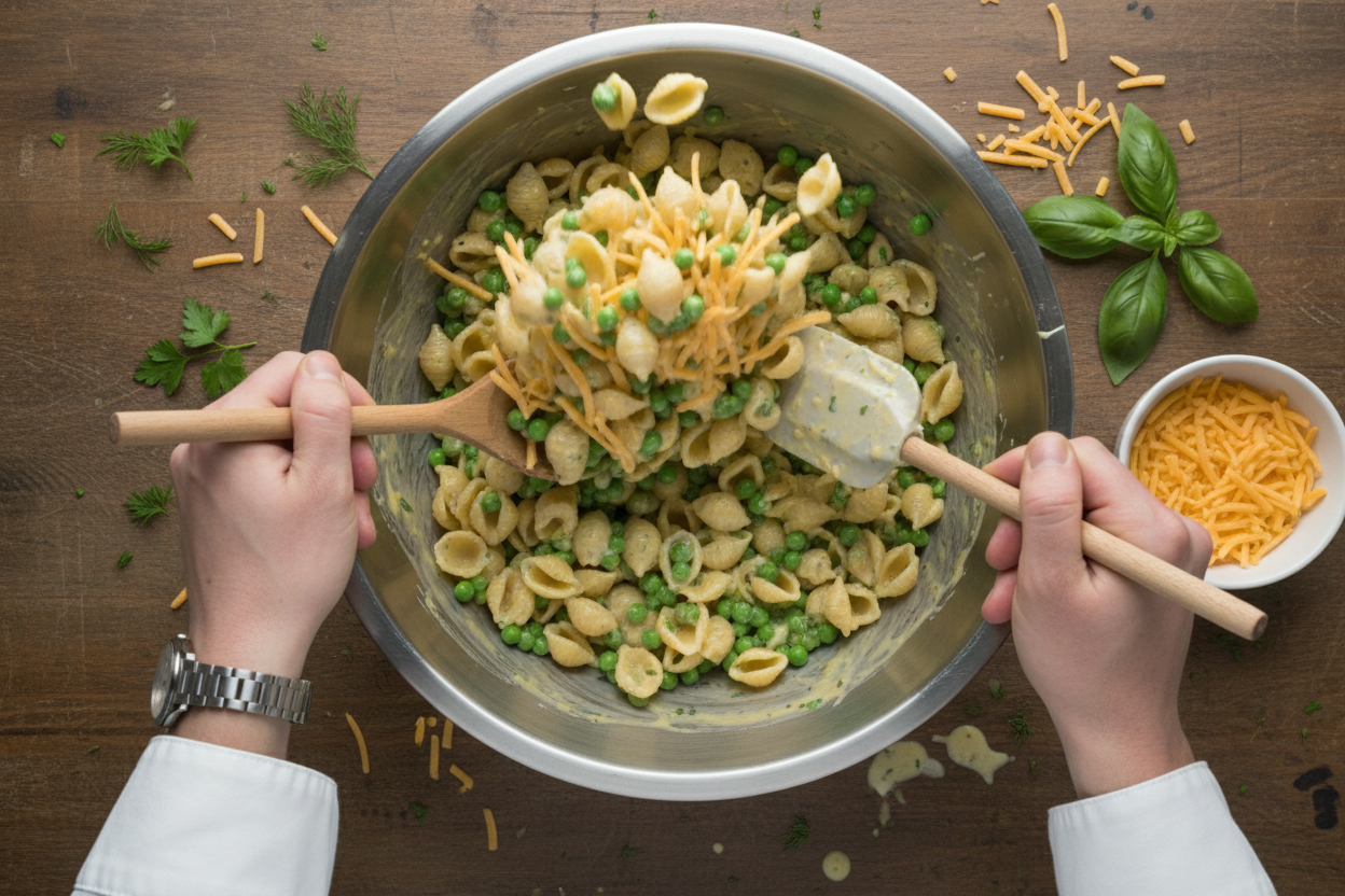 Creamy Pasta Salad: The Ultimate Cold Side Dish with Crispy Beef 3 Creamy Pasta Salad preparation step 2