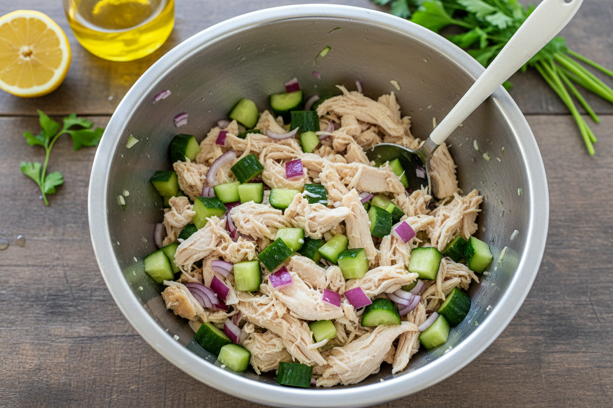 Creamy Tzatziki Chicken Salad: Easy Summer Recipe 3 Creamy Tzatziki Chicken Salad preparation step 2