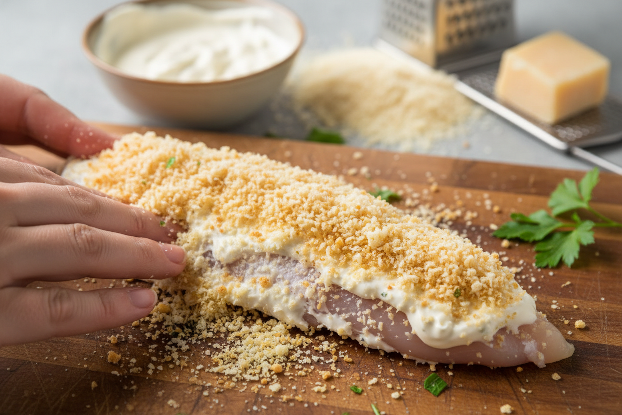 Crispy Ranch Parmesan Chicken Tenders preparation step 1