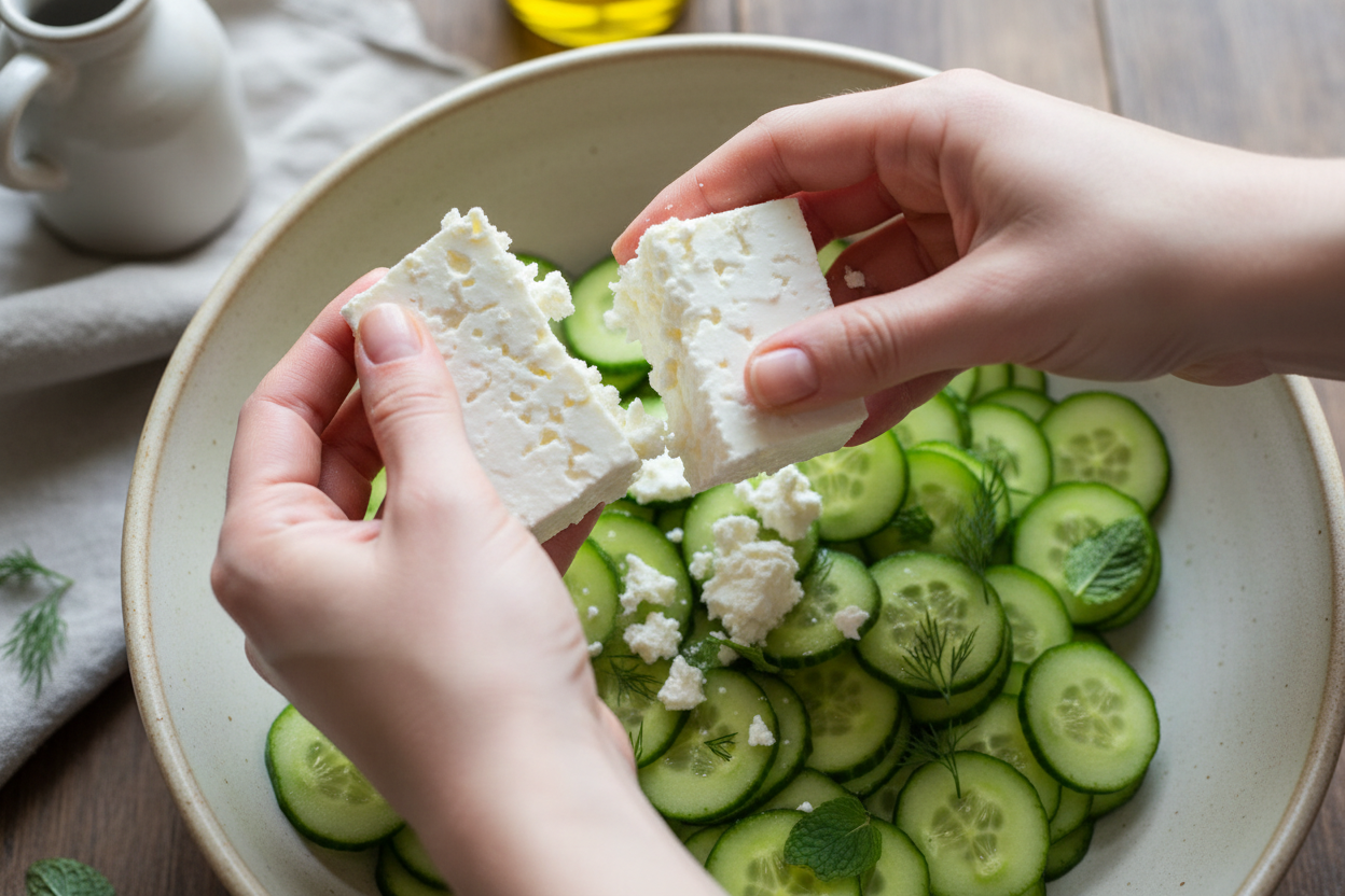 Cucumber Feta Salad preparation step 1