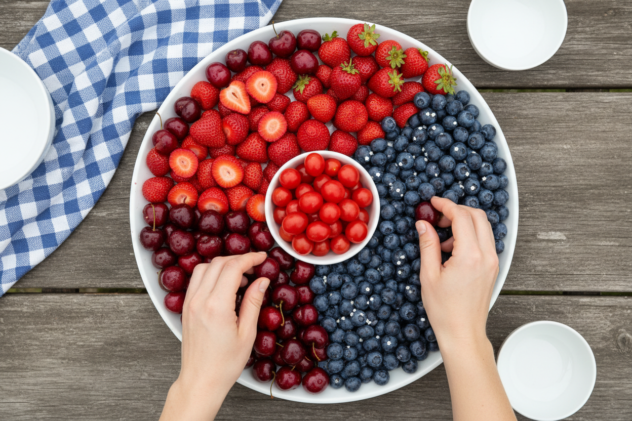 Easy 4th of July Snack Board: Festive Red, White & Blue Platter 3 Easy 4th of July Snack Board preparation step 2