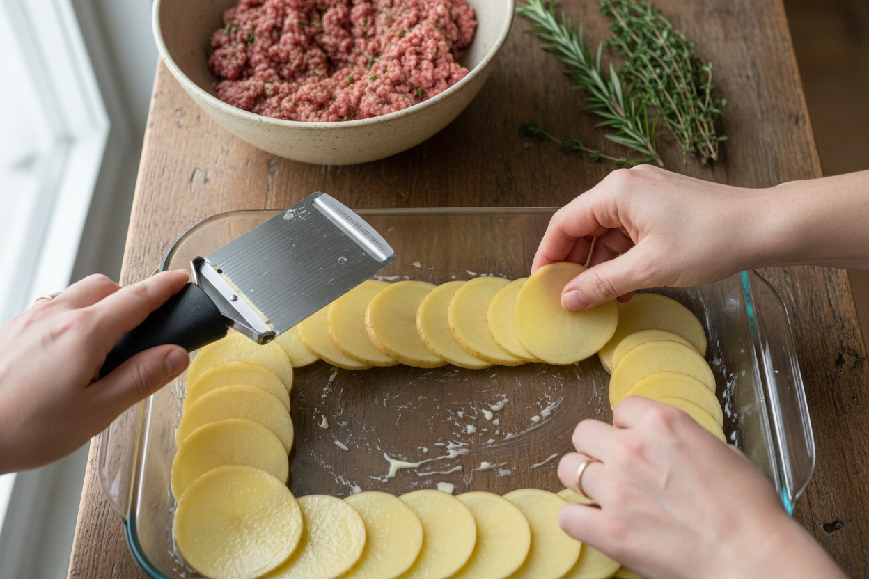 Easy Hobo Casserole Ground Beef & Potato Bake 2 Easy Hobo Casserole Ground Beef Recipe preparation step 1