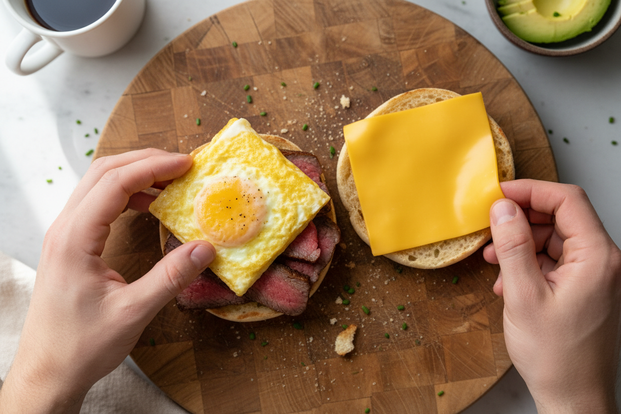 Make-Ahead Beef and Egg Morning Sandwiches 3 Freezer Breakfast Sandwiches preparation step 2