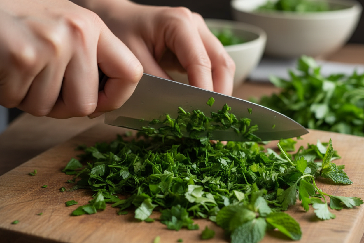 Fresh Lebanese Tabbouleh Salad preparation step 1