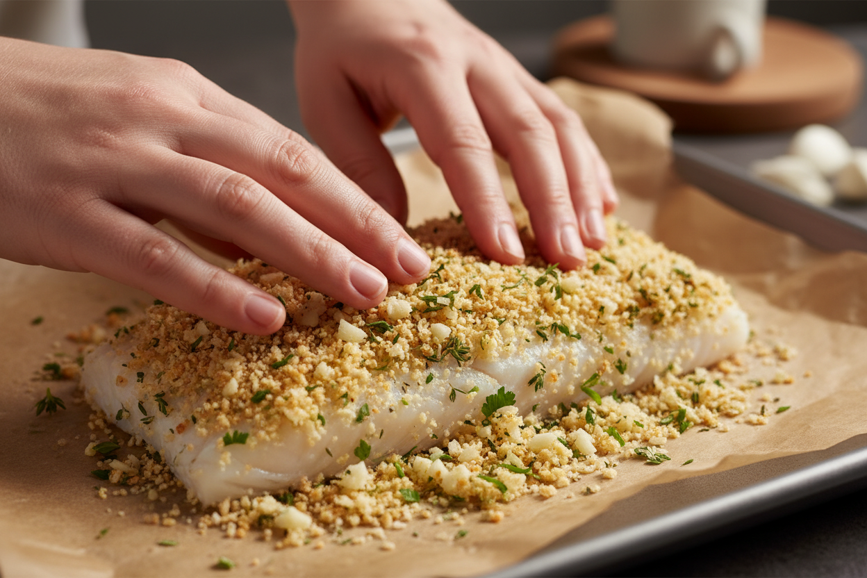 Garlic Herb Baked Cod with Juicy Blistered Tomatoes Delight preparation step 1