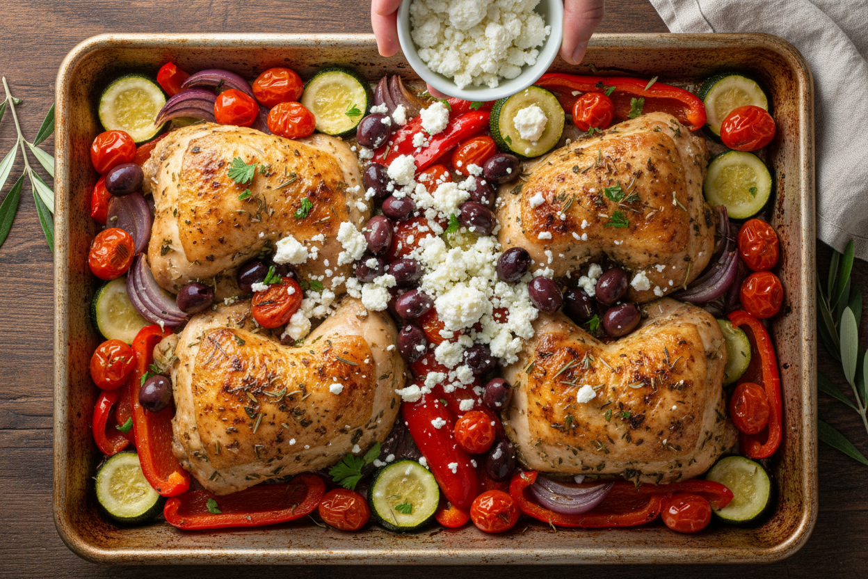 Greek Sheet Pan Chicken Dinner preparation step 2