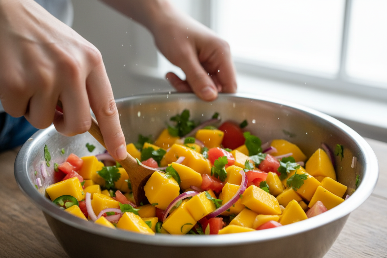 Grilled Halibut with Mango Salsa preparation step 1