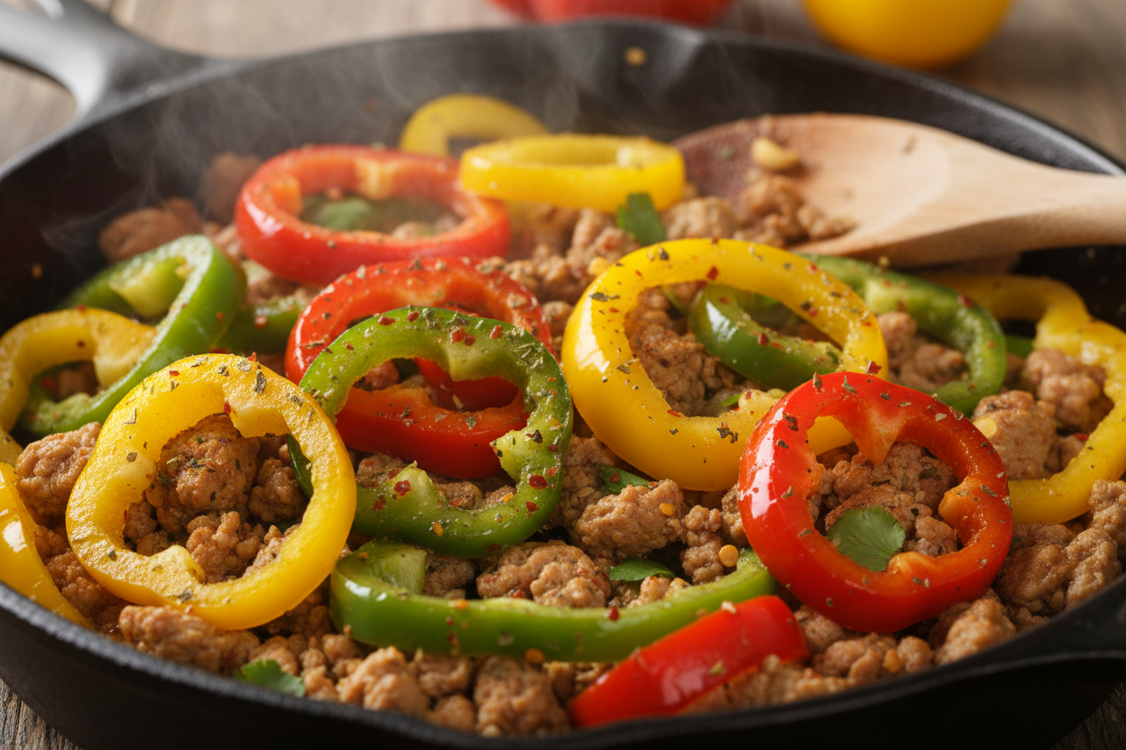 Ground Turkey and Peppers – Quick, Healthy & Full of Flavor! preparation step 2