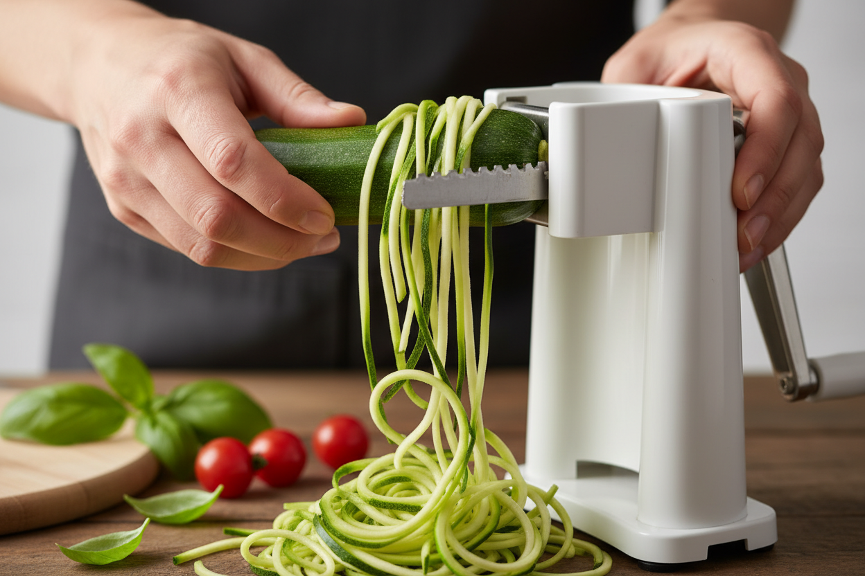 Healthy Pesto Zucchini Noodles with Cherry Tomatoes preparation step 1