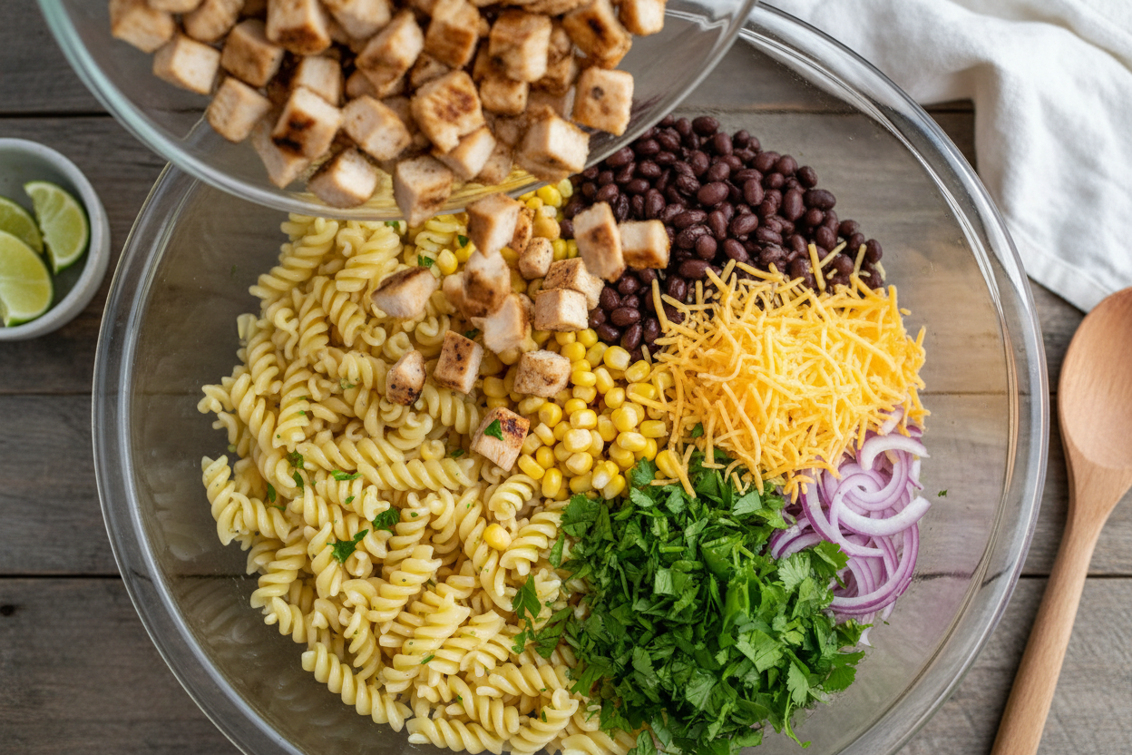 High-Protein BBQ Chicken Pasta Salad Recipe 3 High Protein BBQ Chicken Pasta Salad preparation step 2