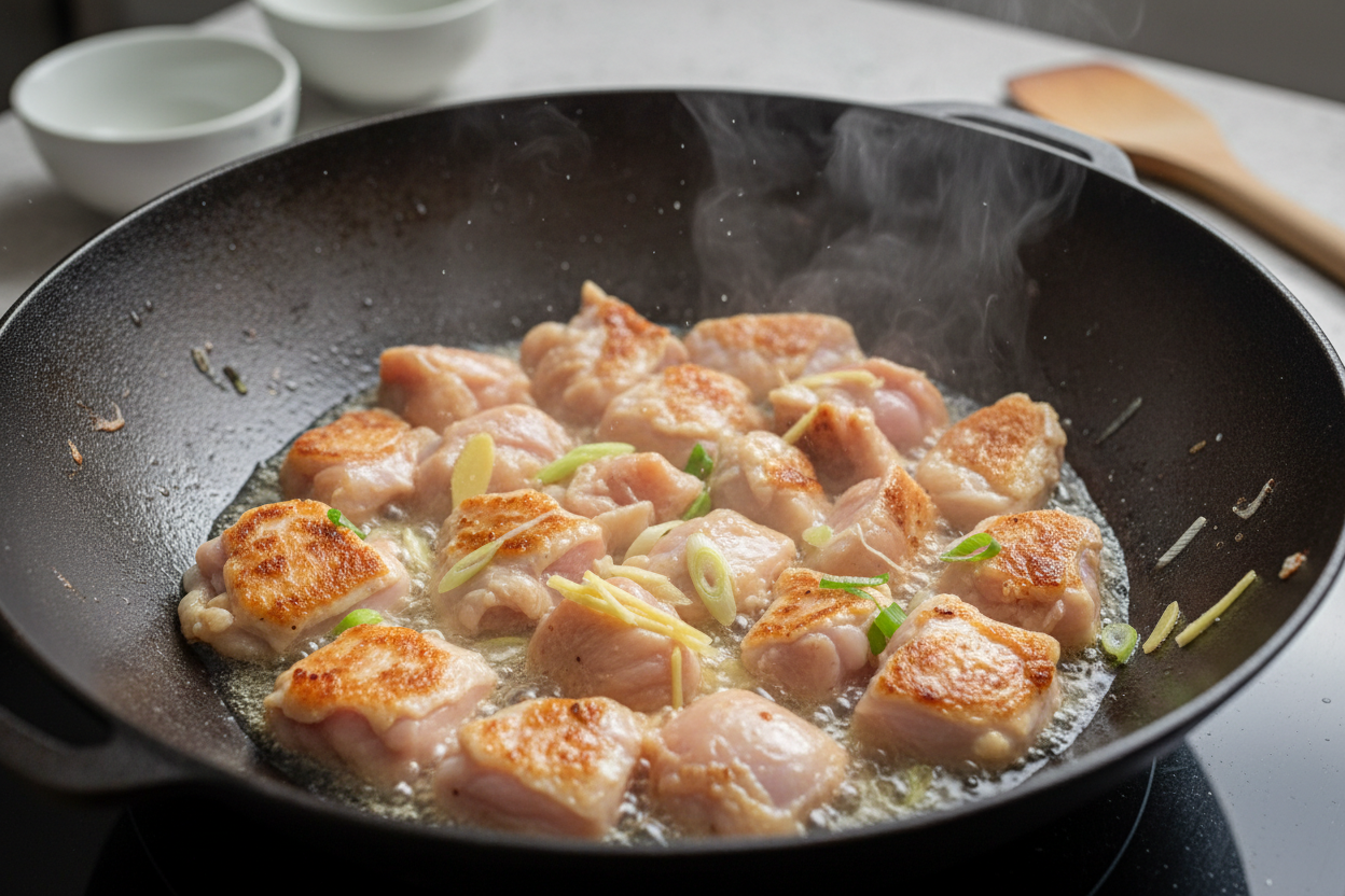 Homemade Hibachi Chicken & Shrimp Fried Rice preparation step 1